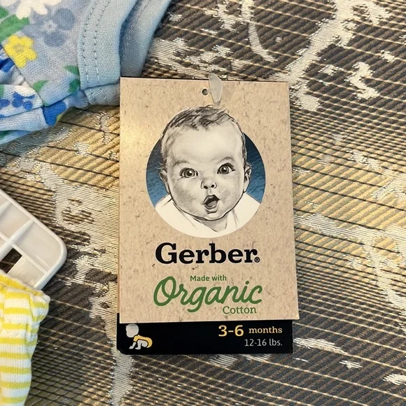 NWT Gerber 3 piece organic cotton matched set blue and yellow floral 3-6 month - Picture 6 of 9